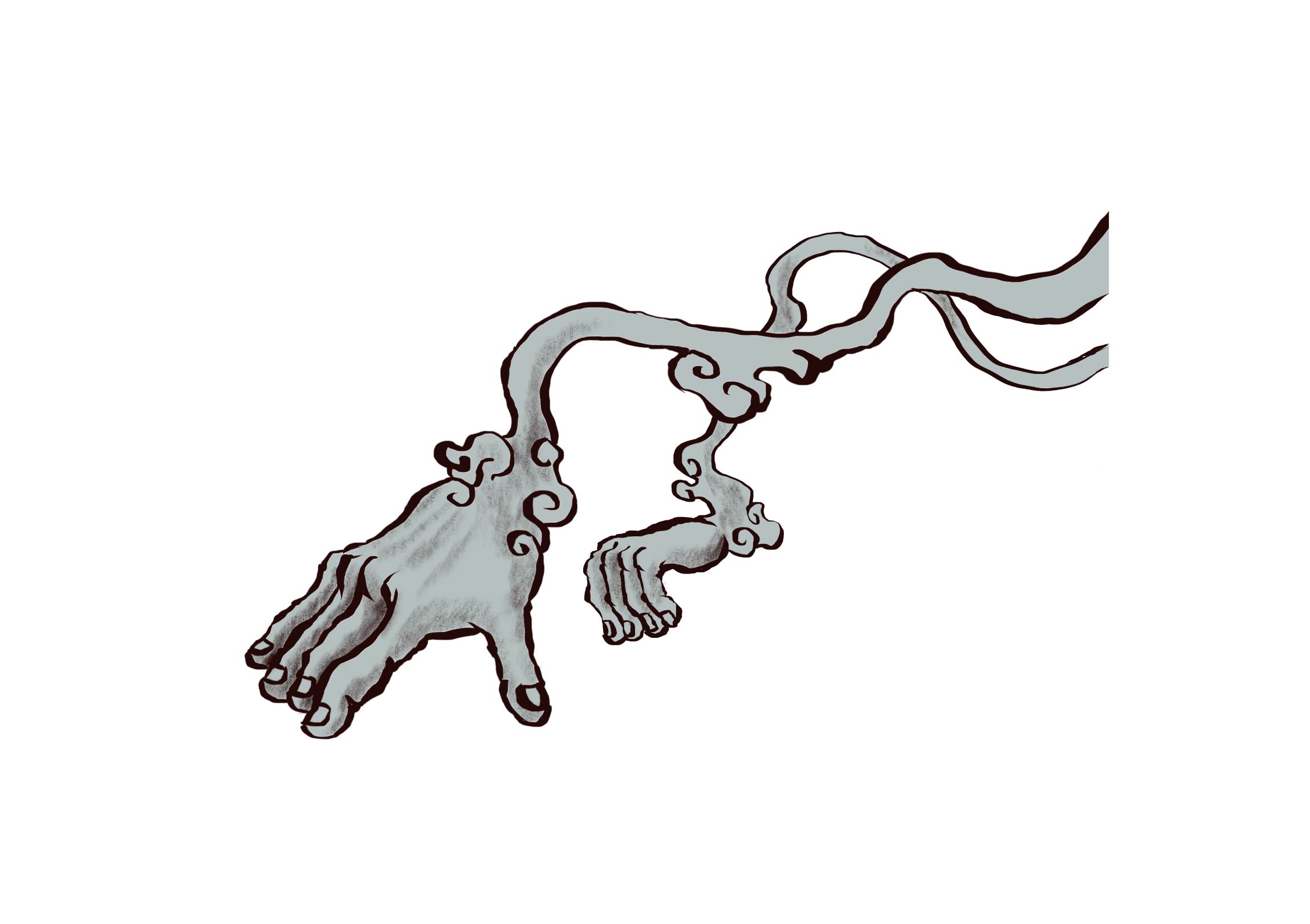 妖怪画家ヨハクがデジタルで描いた妖怪図鑑用の妖怪細手のイラスト