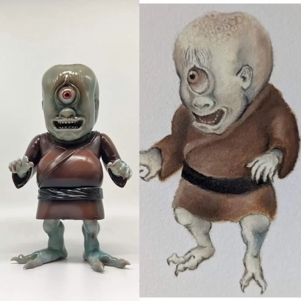 妖怪画家ヨハクが香港のソフビメーカーplanet xとコラボして制作した妖怪アートシリーズの第一弾一つ目小僧のソフビが発売です。