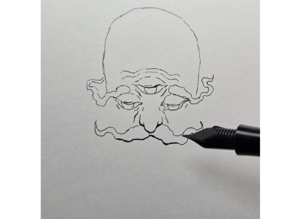 万年筆で描き始めた妖怪海の怪のイラスト