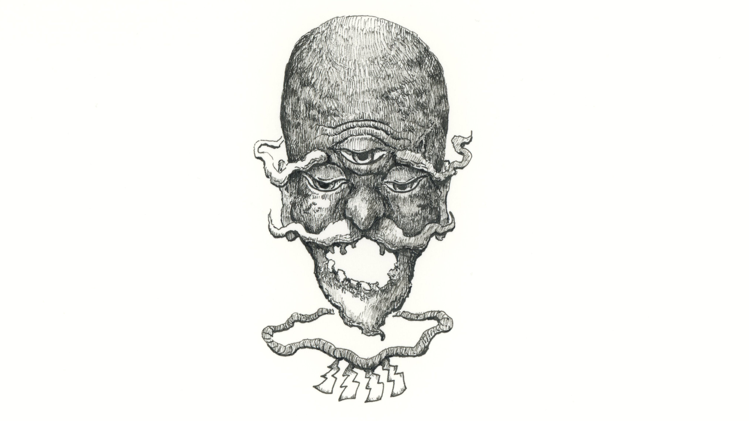 洋伯が万年筆で描いた海に出る妖怪海の怪のペン画イラスト